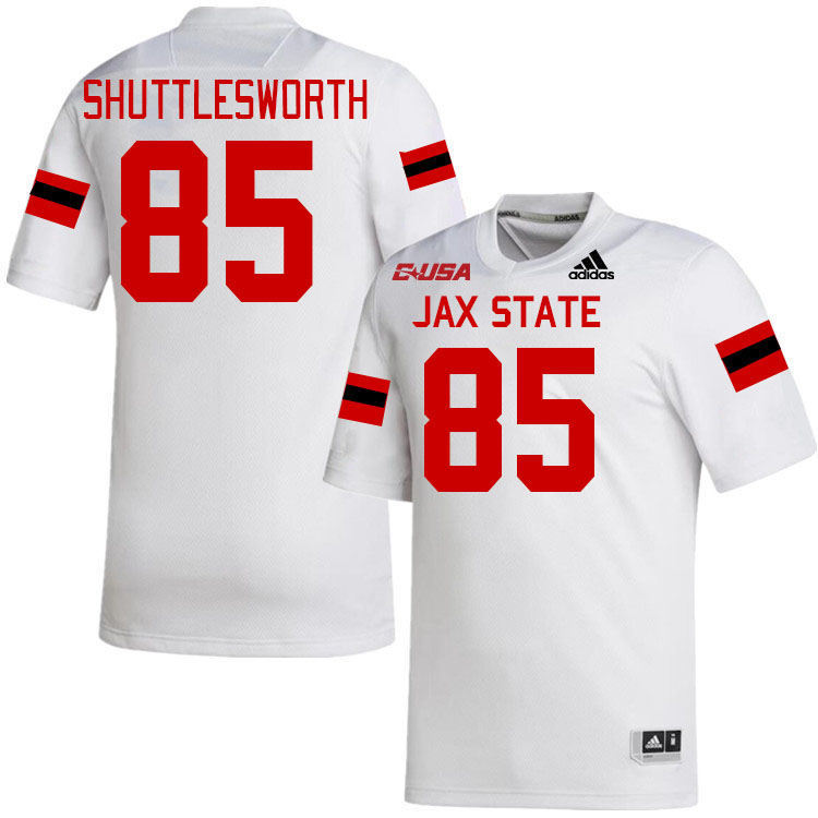 #85 Jaxon Shuttlesworth Jacksonville State Gamecocks College Football Jerseys Stitched-White